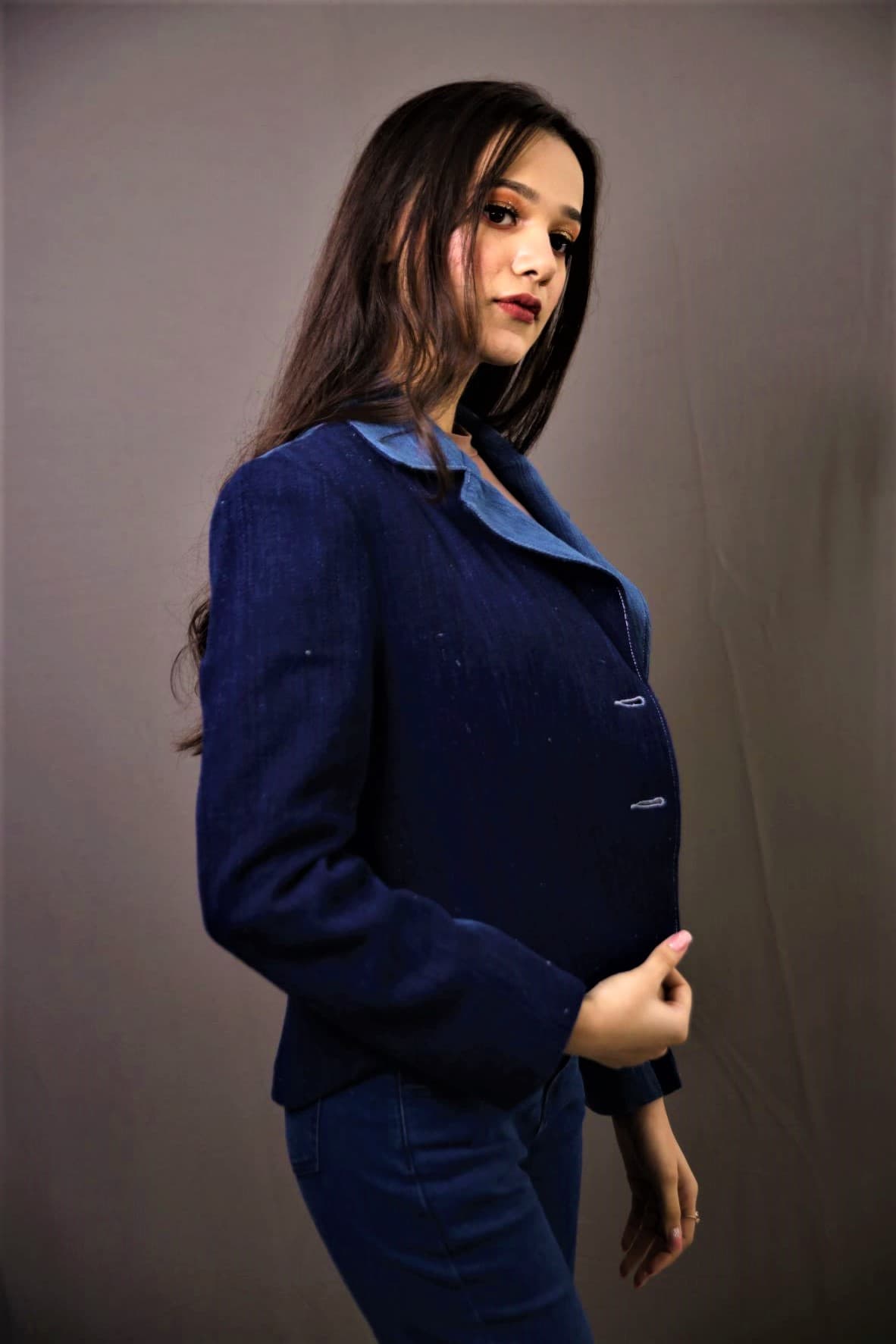 HANDLOOM DENIM JACKET NATURAL INDIGO DYED   product photo