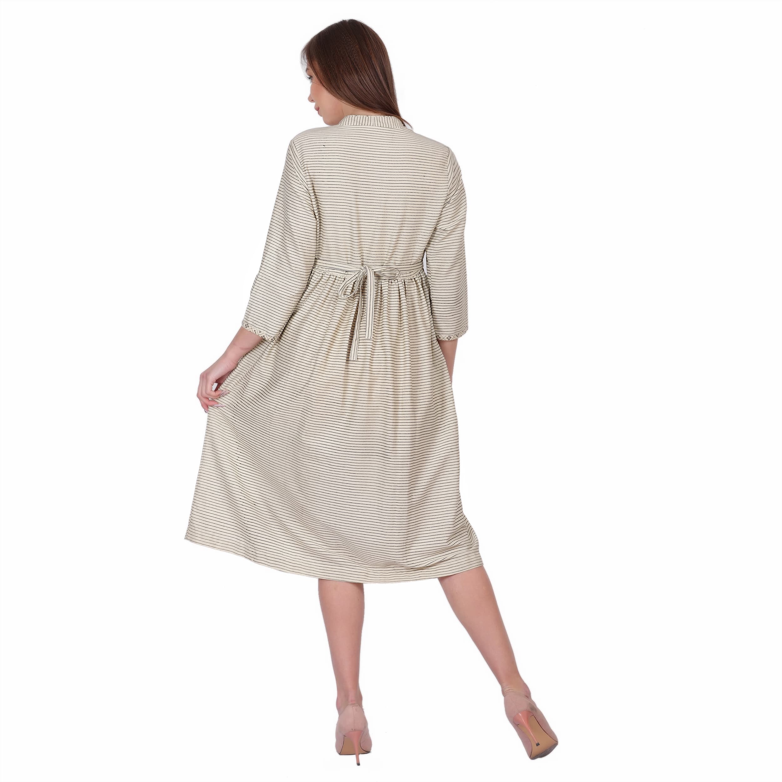 Khadi cotton in beige and natural black dye print of Gujrat  product photo