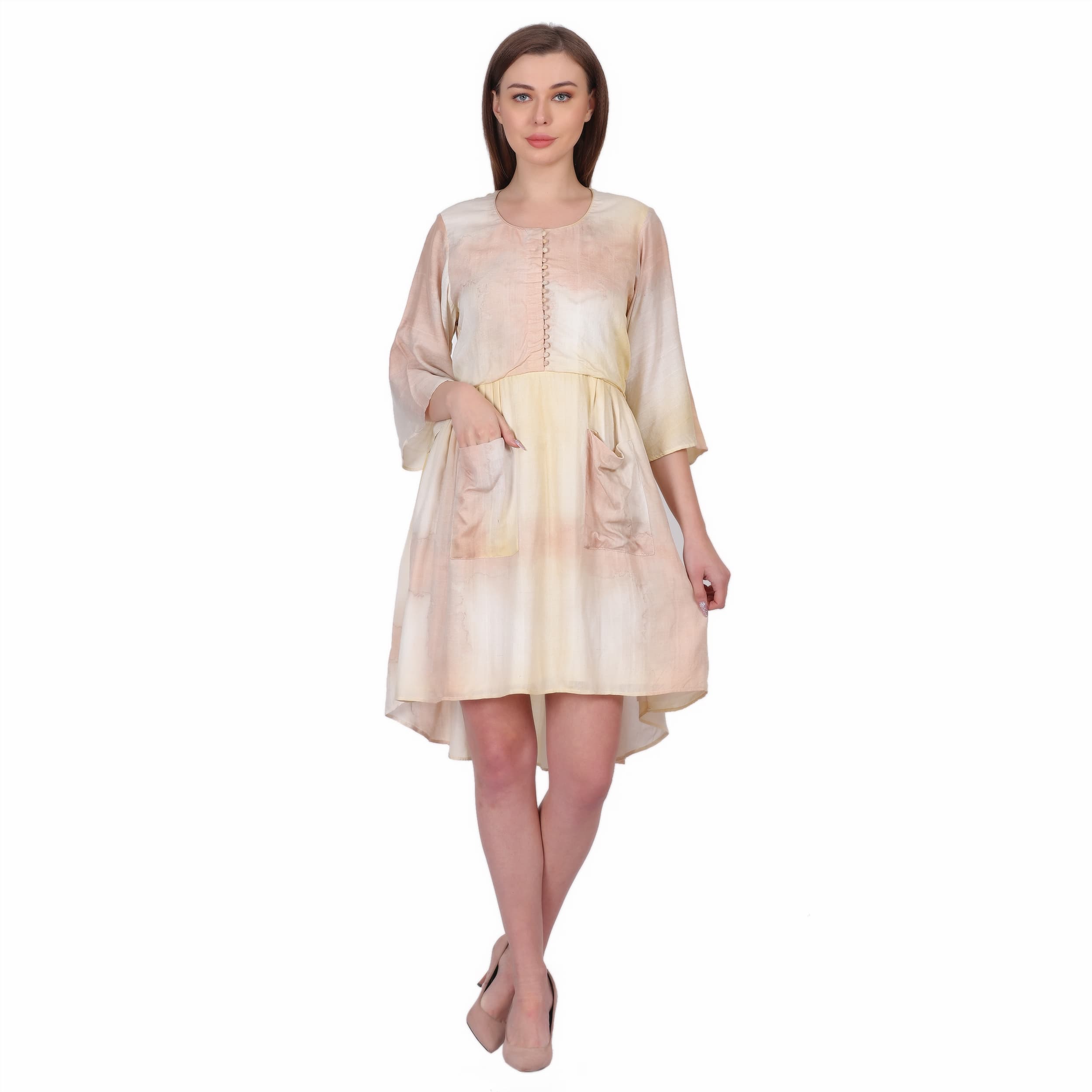Comfy loose fit dress in Handloom silk with natual dyes  product photo