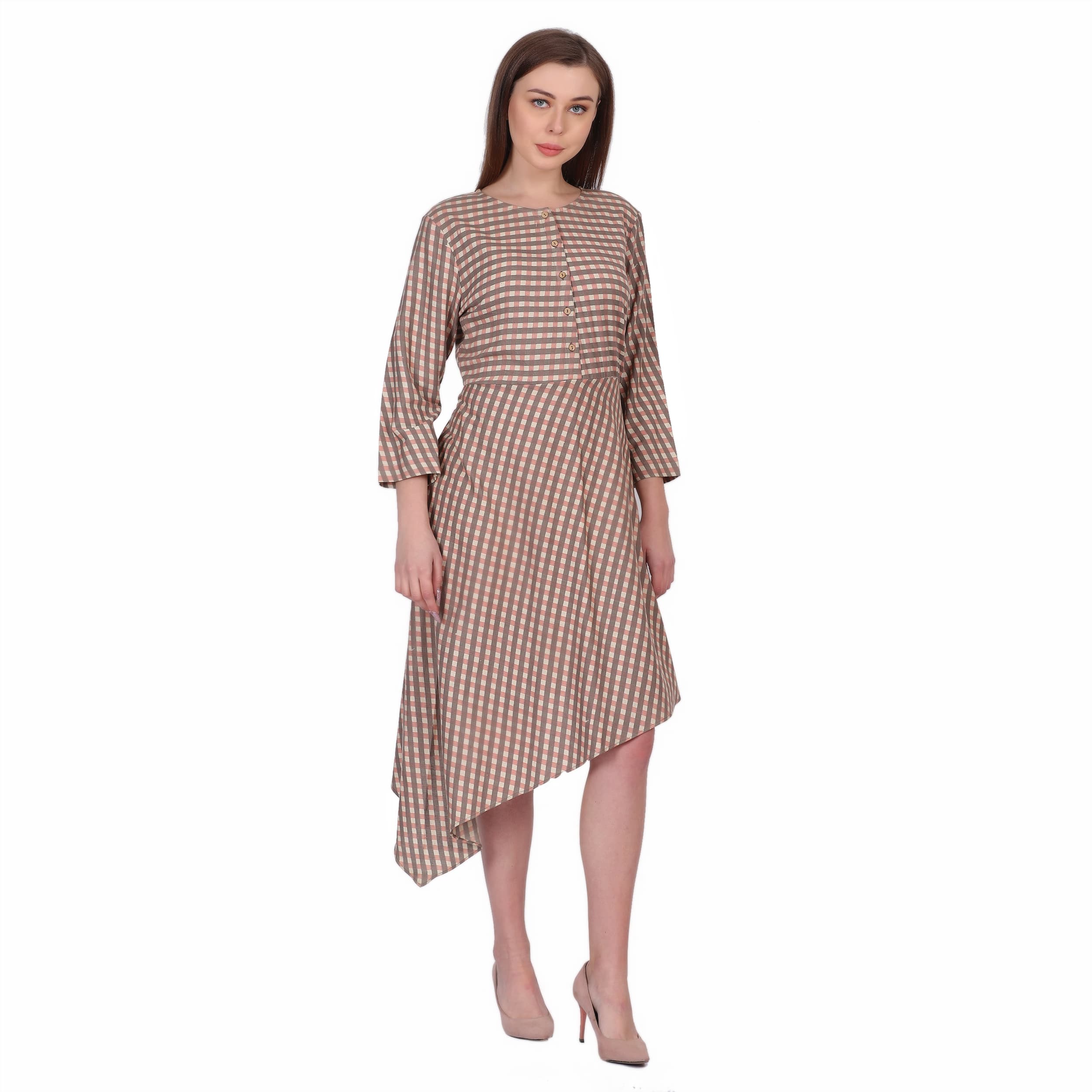 Khadi Cotton dress with asymmetric flare  product photo