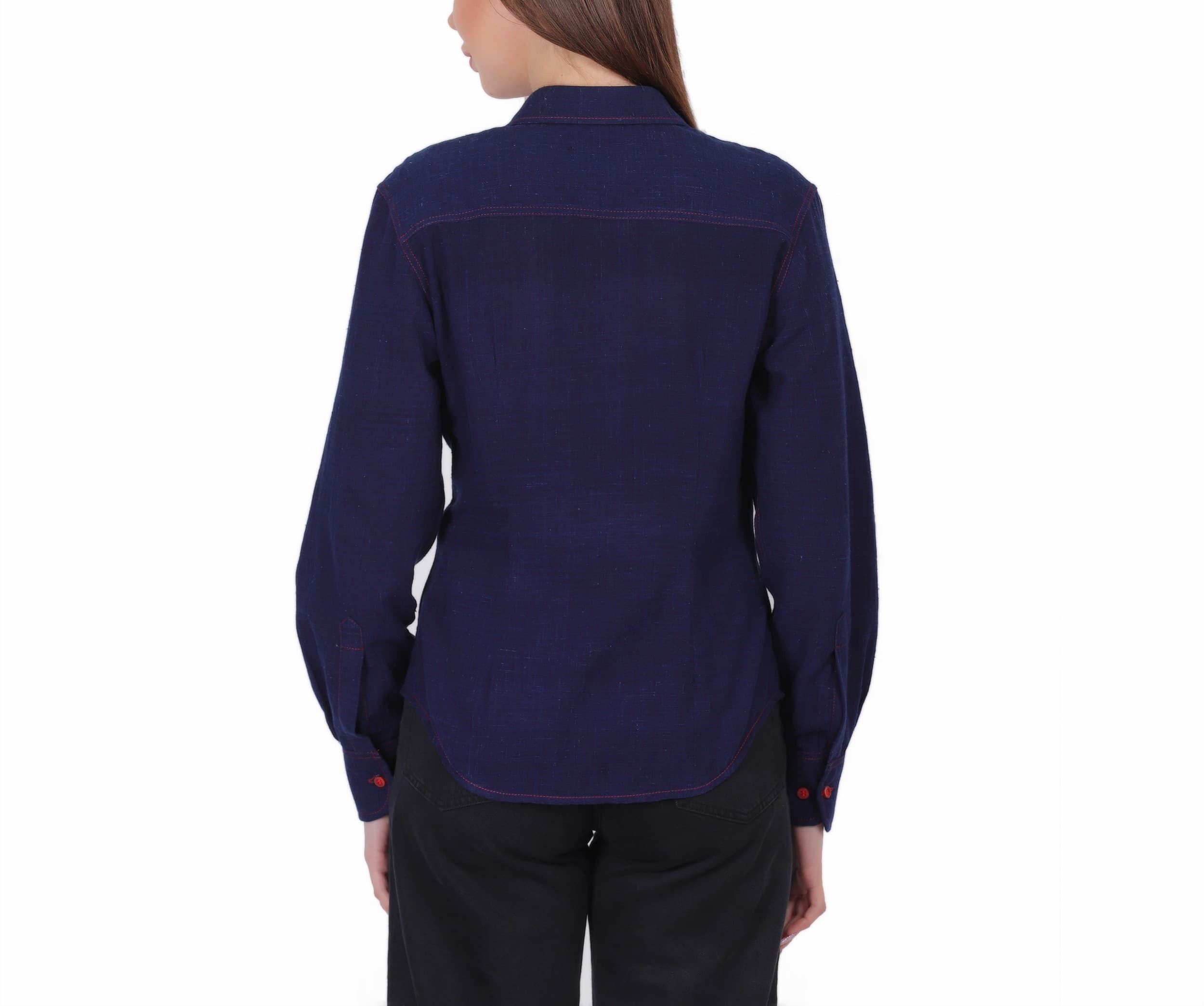 Indigo Yarn Dyed Cotton Shirt - Extra Large - Blue product photo