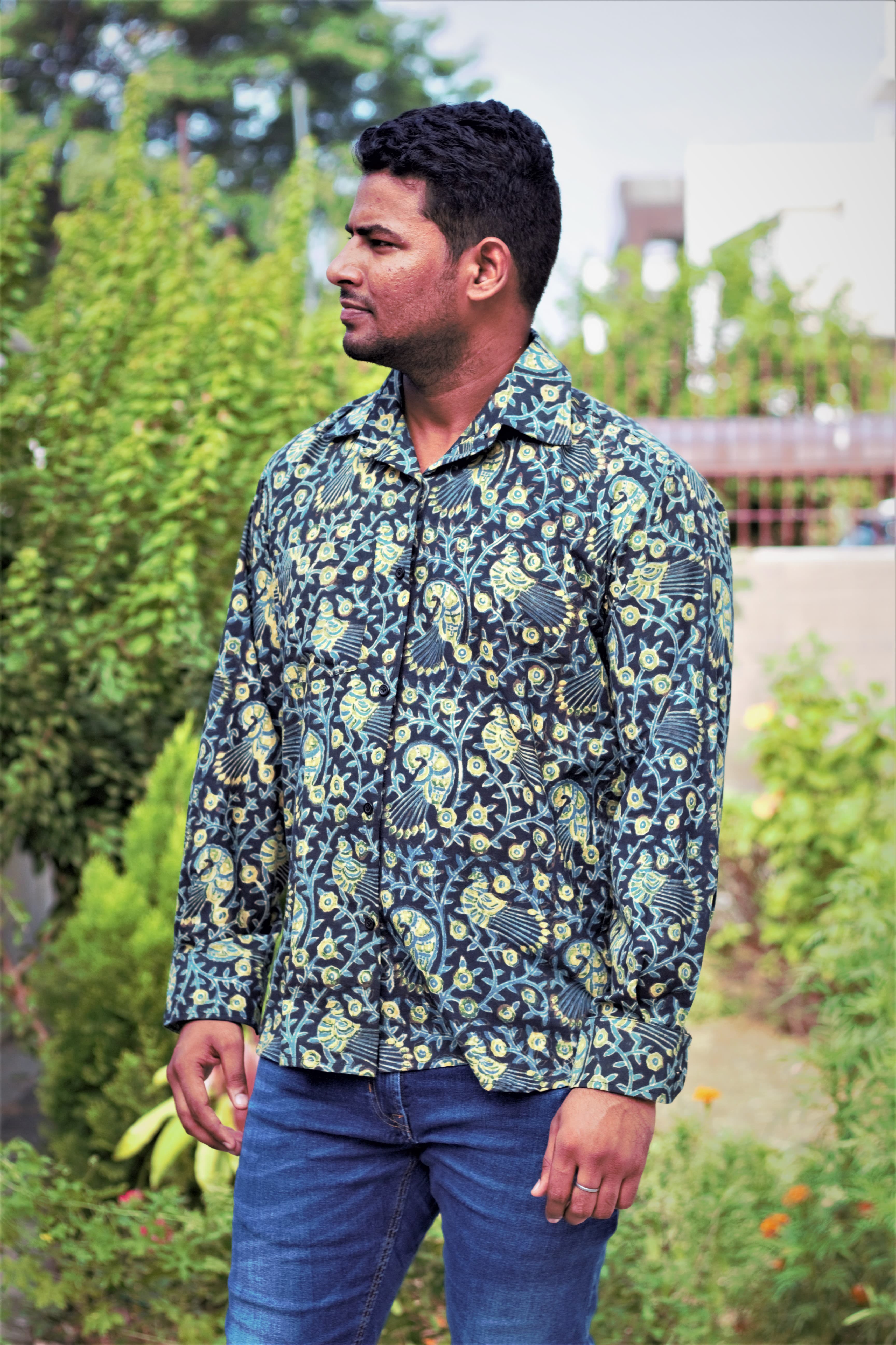  Stylish and comfortable Pure Cotton block print shirt for men. product photo