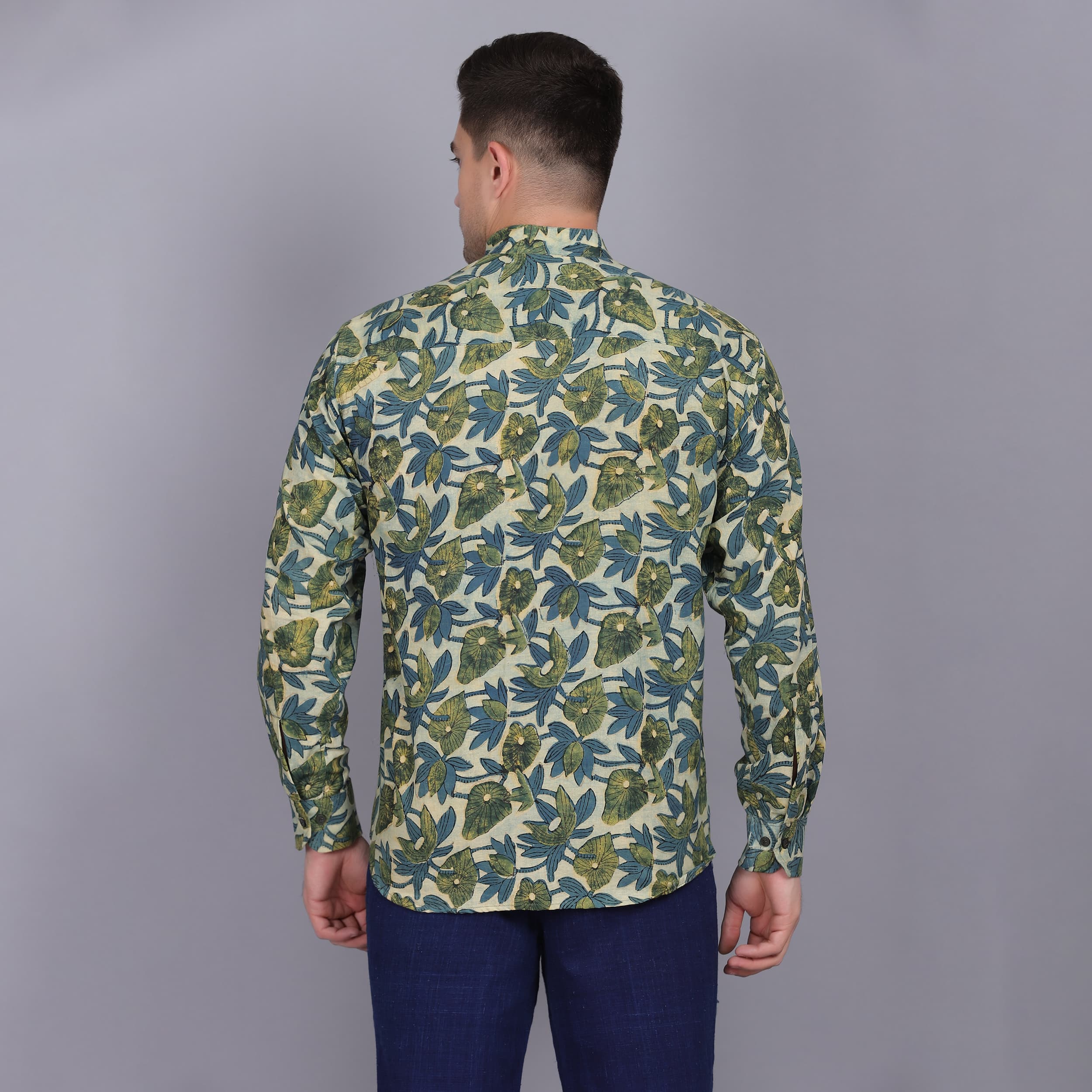 Green & Indigo Cotton Shirt – Jahota Mud Print product photo