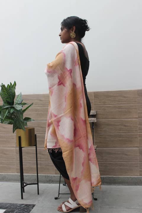 Kala Cotton Stole with Pom-Pom Tassels – Handwoven by Champa Siju product photo