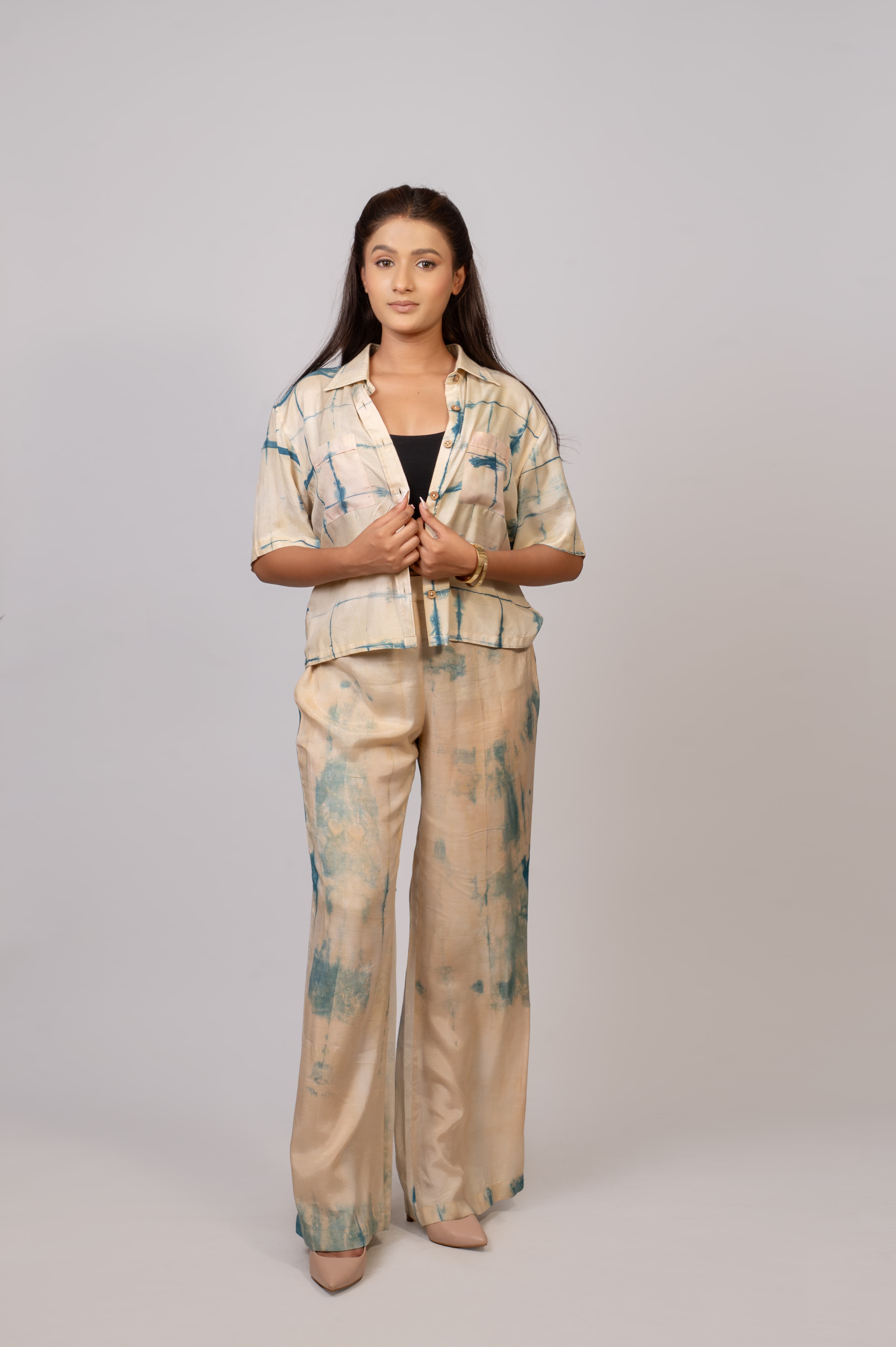 Co-ord set hand dyed - short Top and pants  - Large product photo