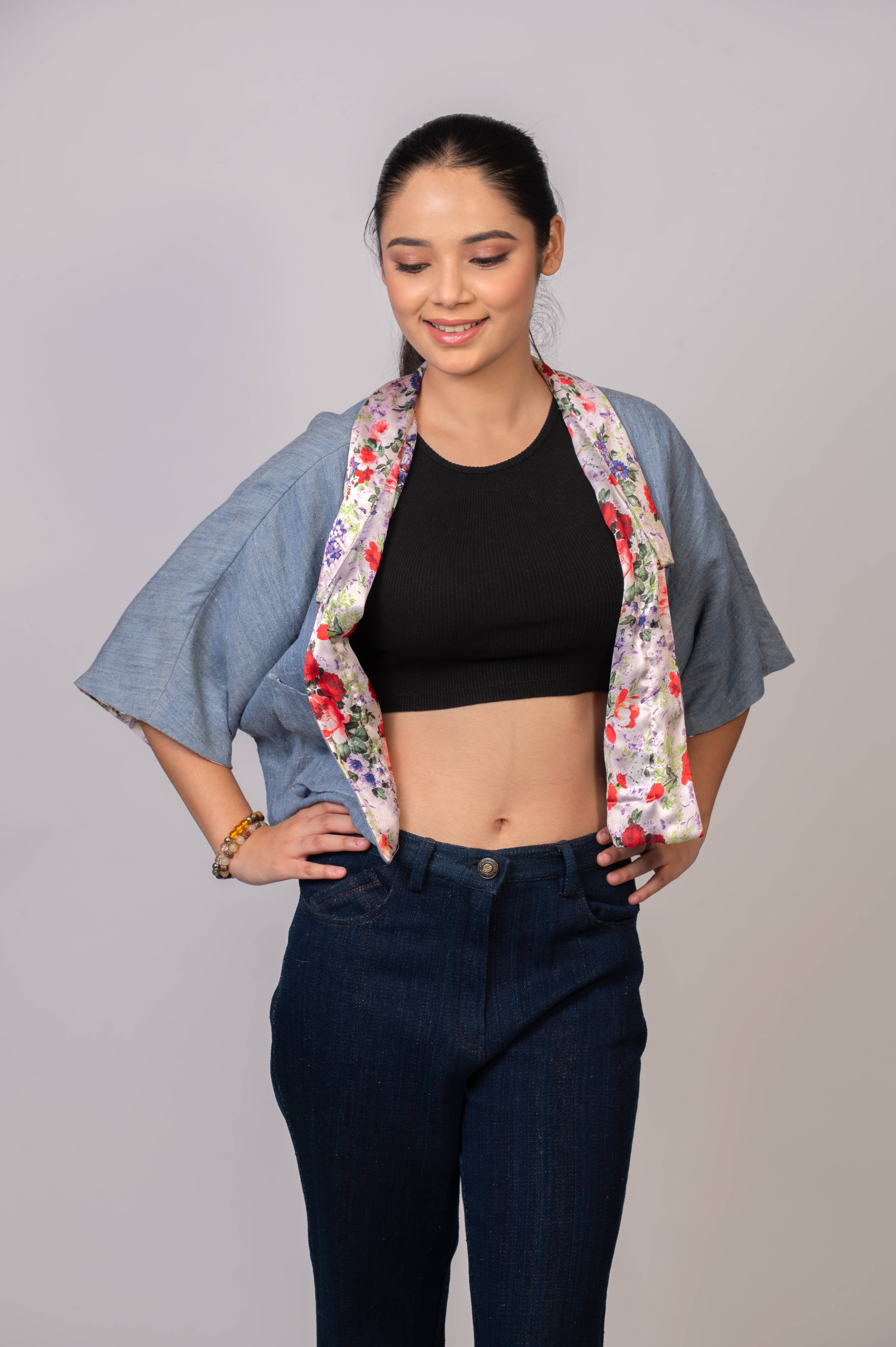 Reversible Women Denim Jacket Indigo Dye product photo